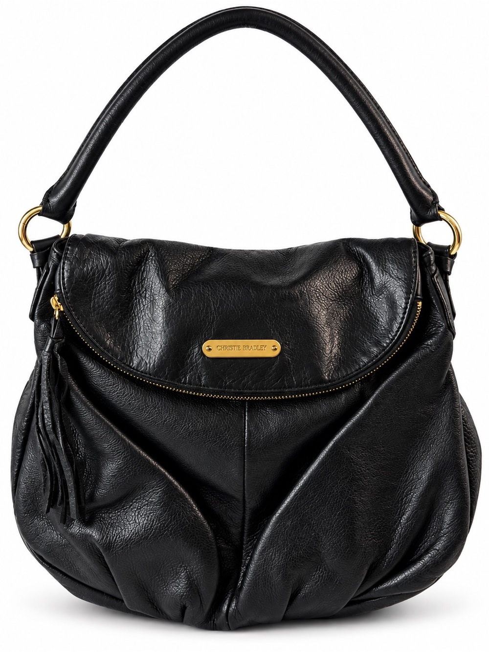 Cynthia Rowley Black Leather Hobo Shoulder Bag Gold Hardware Slouchy Purse